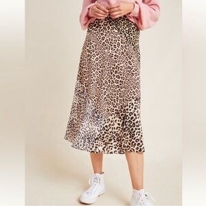 Kachel for Anthropologie Mixed-Print Silk Skirt Size 8